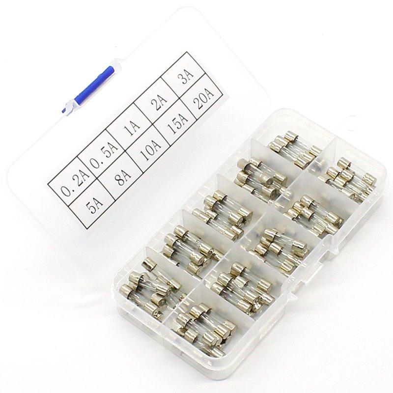 Promotion! 100Pcs Set 5x20mm Quick Blow Glass Tube Fuse Assorted Kits,Fast-blow Glass Fuses Electronic Component
