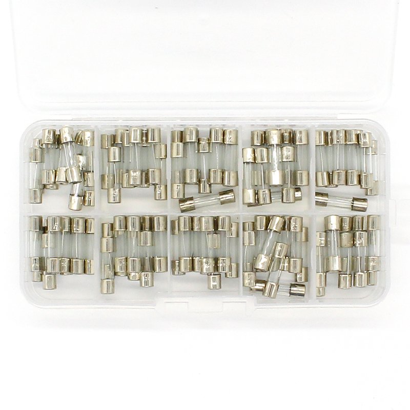 Promotion! 100Pcs Set 5x20mm Quick Blow Glass Tube Fuse Assorted Kits,Fast-blow Glass Fuses Electronic Component
