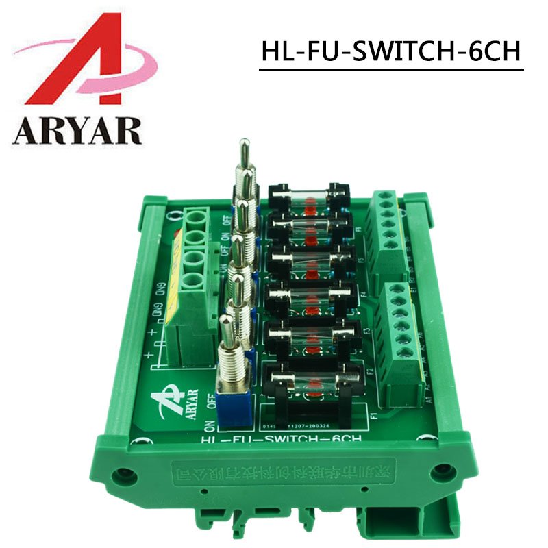 Fuse Distribution 6-way PCB Board Terminal Block With Switch For Power Supply Electricity Current Wiring LED Switch