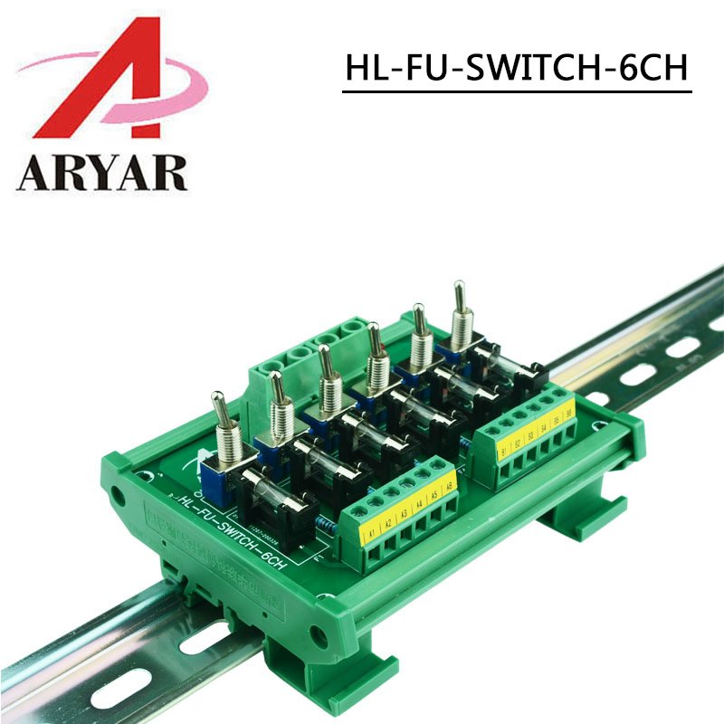 Fuse Distribution 6-way PCB Board Terminal Block With Switch For Power Supply Electricity Current Wiring LED Switch