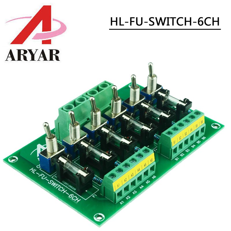 Fuse Distribution 6-way PCB Board Terminal Block With Switch For Power Supply Electricity Current Wiring LED Switch