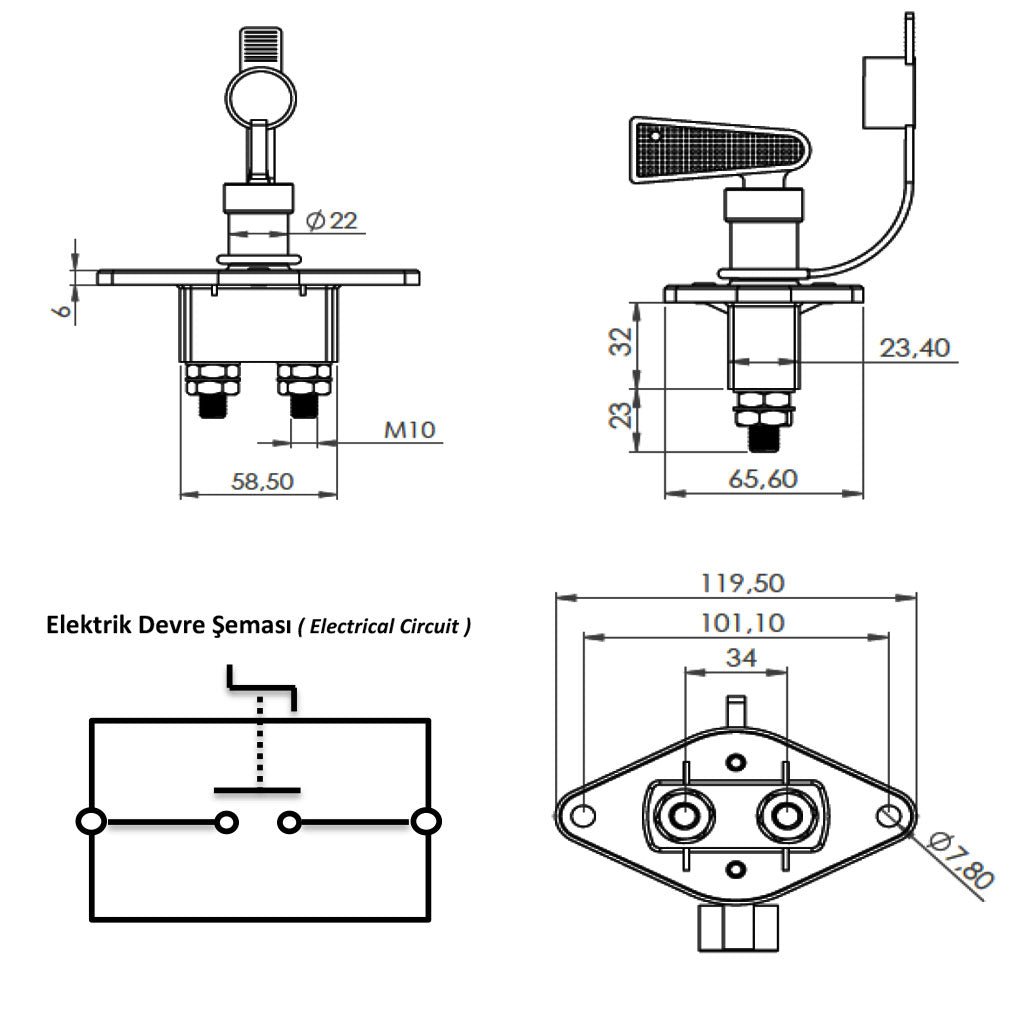 Battery Circuit Breaker Switch 12V - 24V - 200A Universal Fuse Holder Transparent Screwed Cover