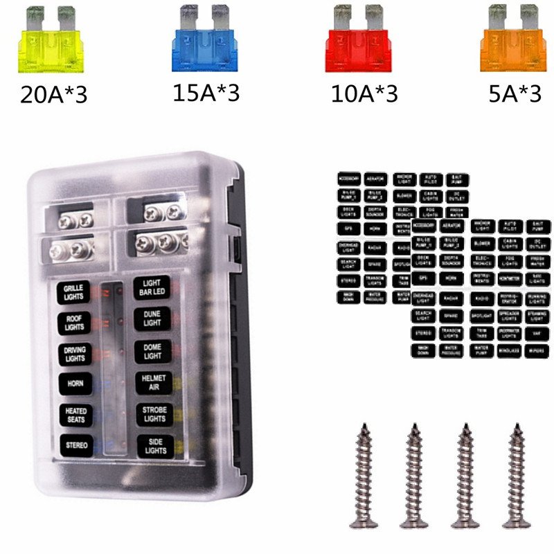 Sale 12 Way Fuse Holder Car Parts 32V 100A Fuse Box with LED Indicator for Car Truck Van
