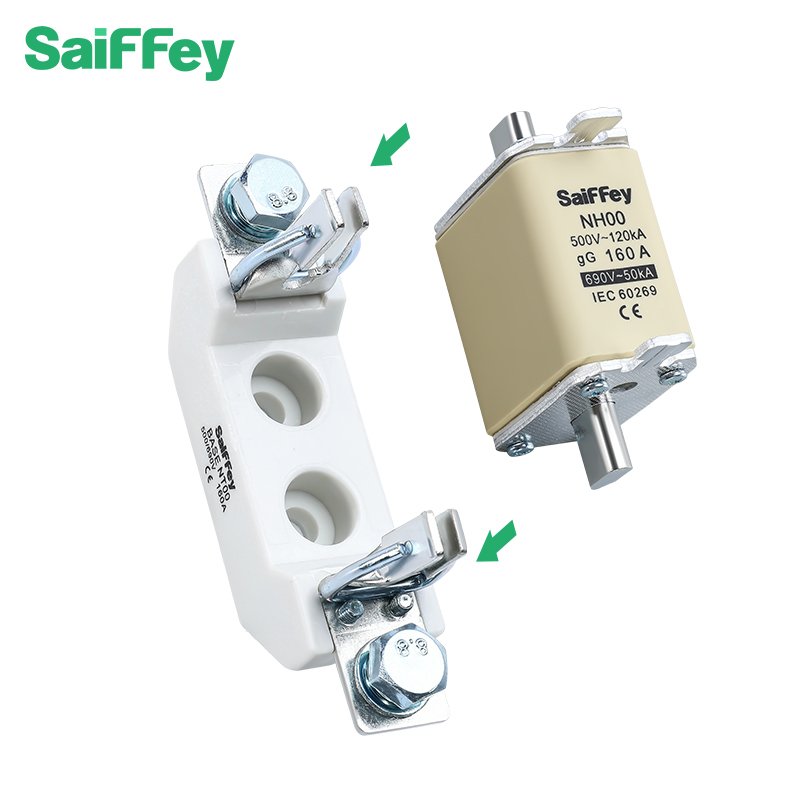 Saiffey NH00 160A NH Series Low Voltage Solar Fuse Holder Ceramic Blade Fuse Base