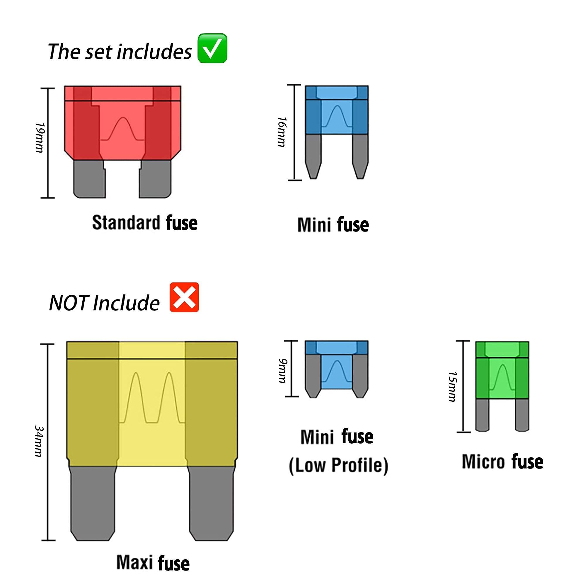 Fuse box kit 250ps Car Fuses Assortment Kit, Blade-Type Automotive Fuses - Standard & Mini Size