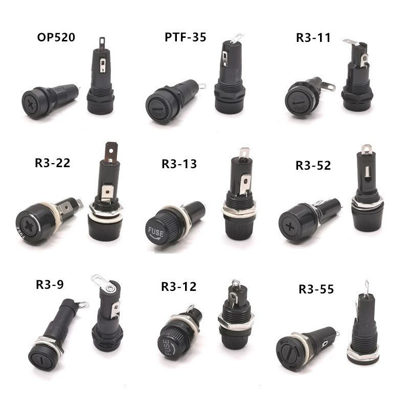 10A 15A 20A 30A 250V 600V 5x20mm 6x30mm 10x38mm Screw Bayonet Panel Mount Fuse Holder Bakelite Nylon PBT Fuse Components