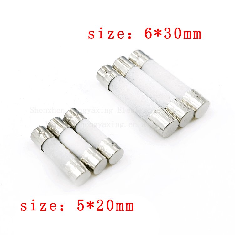 5x20mm high temperature resistant ceramic fuse tube 250V quick break fuse 6x30 F1A 2A 5A 8A 10A 15A 30A protective components