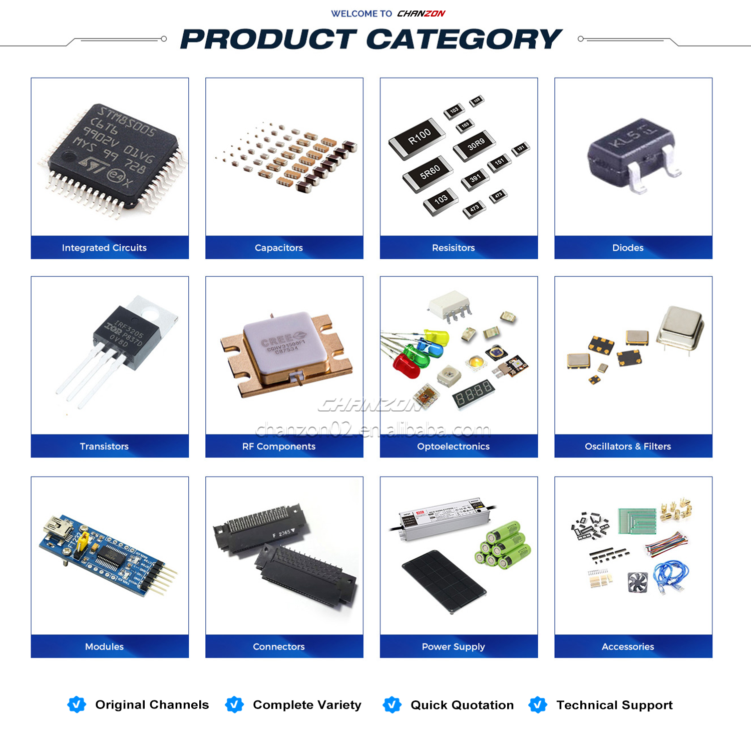 Chanzon BOM List Service Electronic Components Parts Original ICs Integrated Circuits Cpacitors Diode Transistor PCB Board Other
