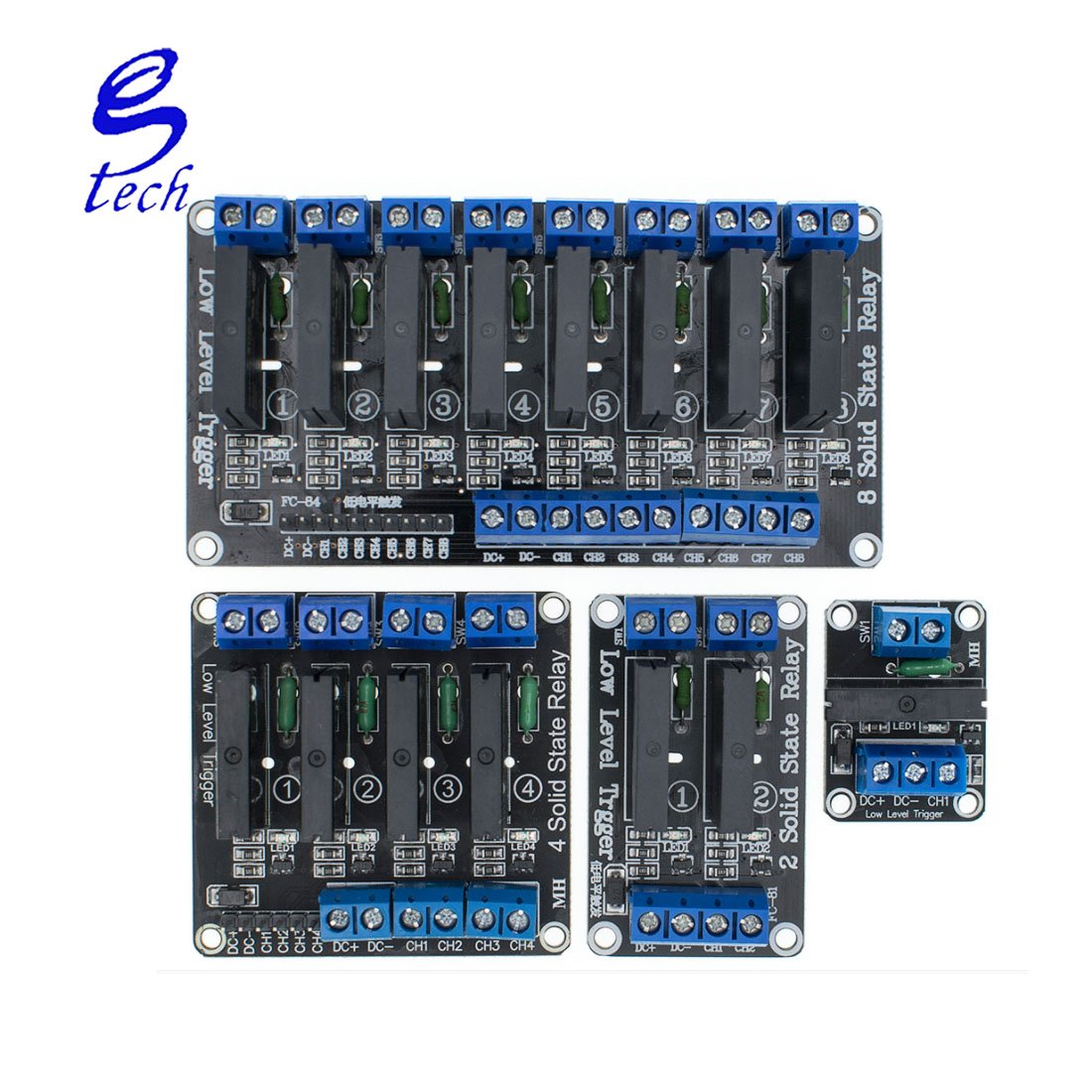 Low Level 5V 1/2/4/8 Channel Solid State Relay Module SSR G3MB-202P 240V 2A Output With Resistive Fuse 1 2 4 8 Way