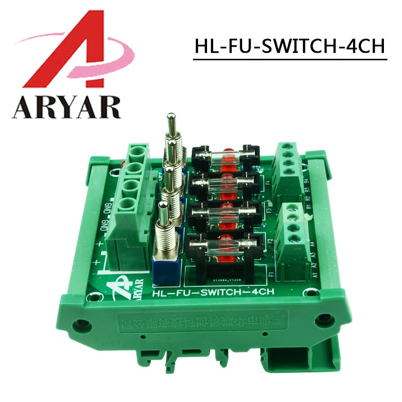 Fuse Distribution 4-way PCB Board Terminal Block With Switch For Power Supply Electricity Current Wiring LED Switch