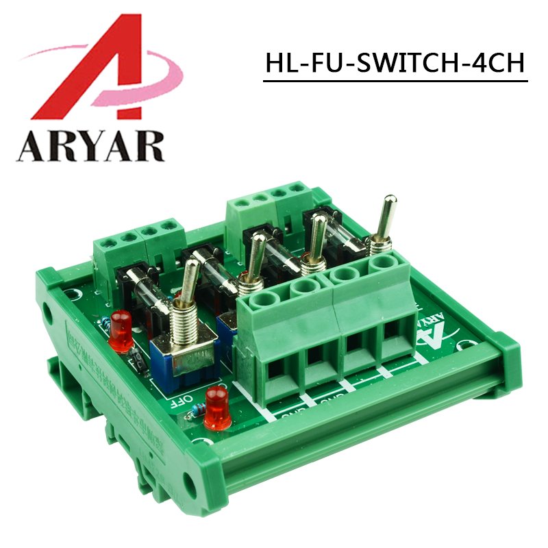 Fuse Distribution 4-way PCB Board Terminal Block With Switch For Power Supply Electricity Current Wiring LED Switch