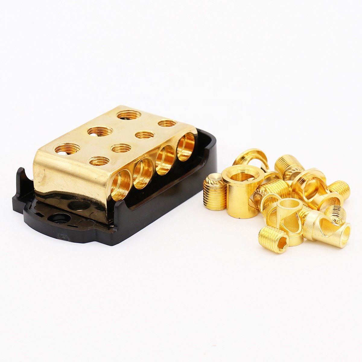 4 Way Copper Power Distribution Block for Car Audio 0/2/4 Gauge in 4/8 Gauge out Splitter Components
