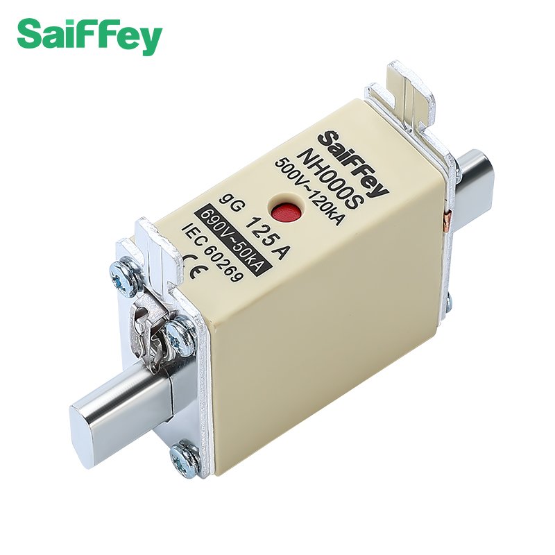 Saiffey nh fuse link nh000s ac blade fuse 2a-160a with dual indicator gG type hrc fuse link ceramic 500/690v