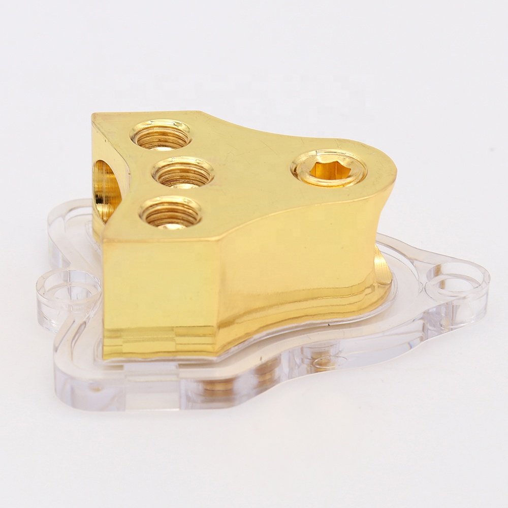 3 Way Copper Power Distribution Block for Car Audio 0/2/4 Gauge in 4/8 Gauge out Splitter Components