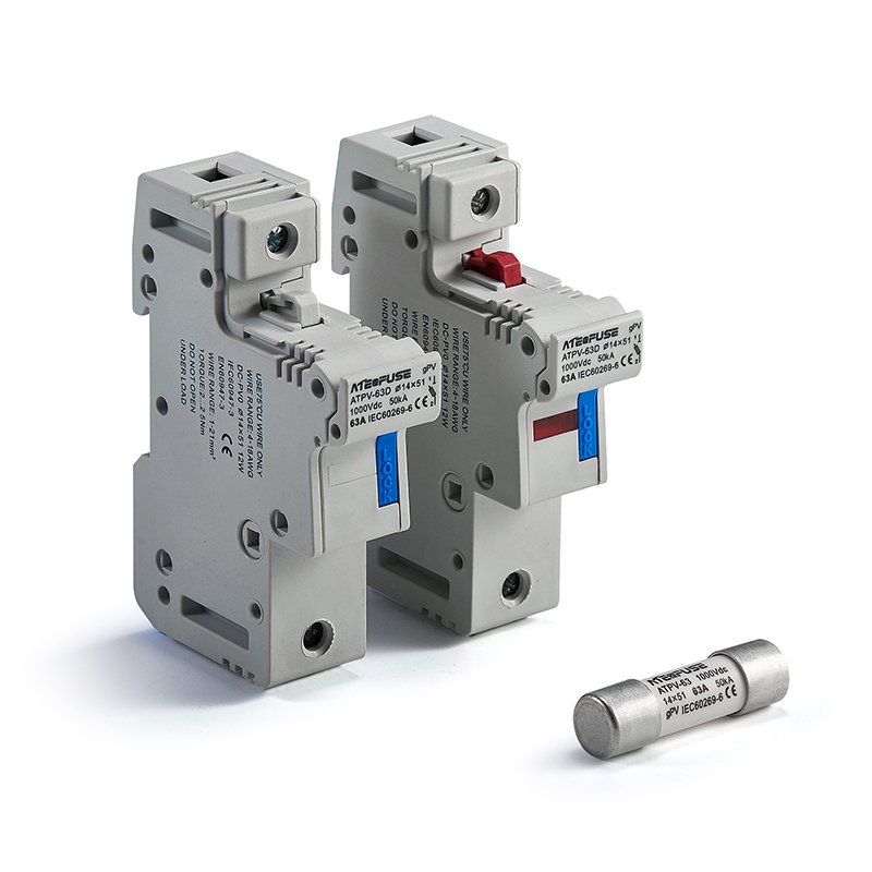 High voltage fuse box 3P 63A DC din rail fuse holder with light for solar system