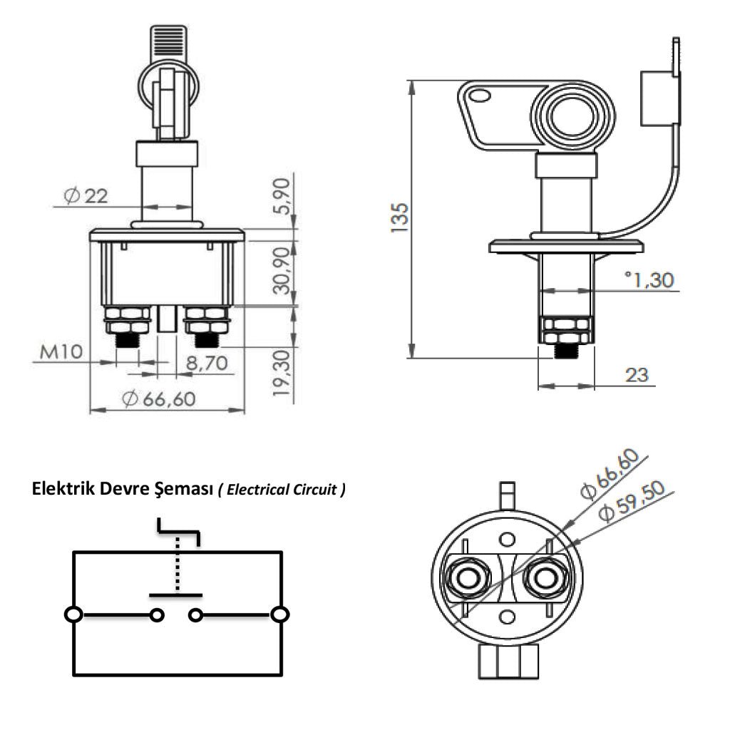 Battery Circuit Breaker Switch 12V - 24V - 250A Universal Fuse Holder Transparent Screwed Cover