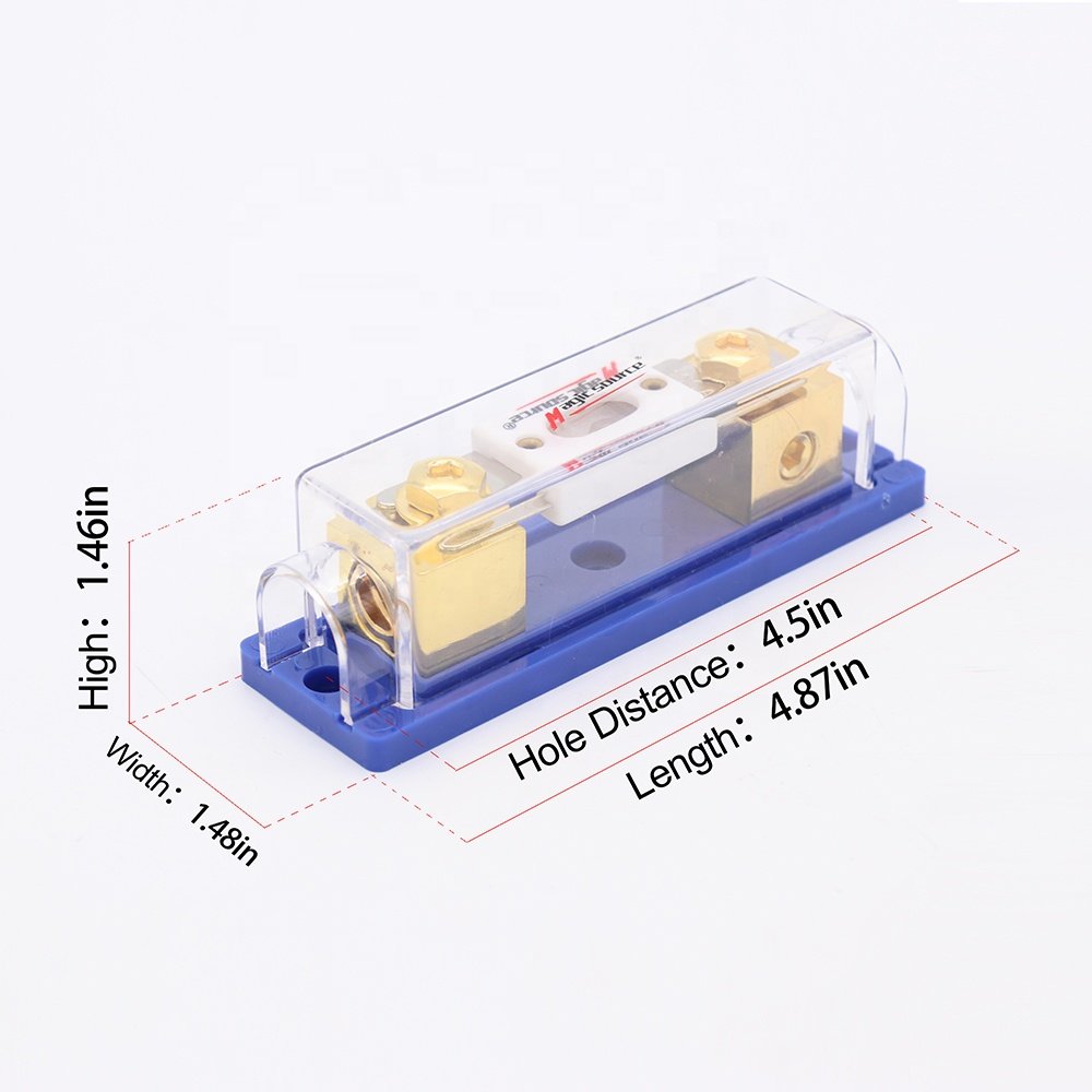 0/2/4 Gauge AWG Inline ANL Fuse Holder with 100 Amp Fuse Pure Copper Gold-plated Conductor For Car Audio