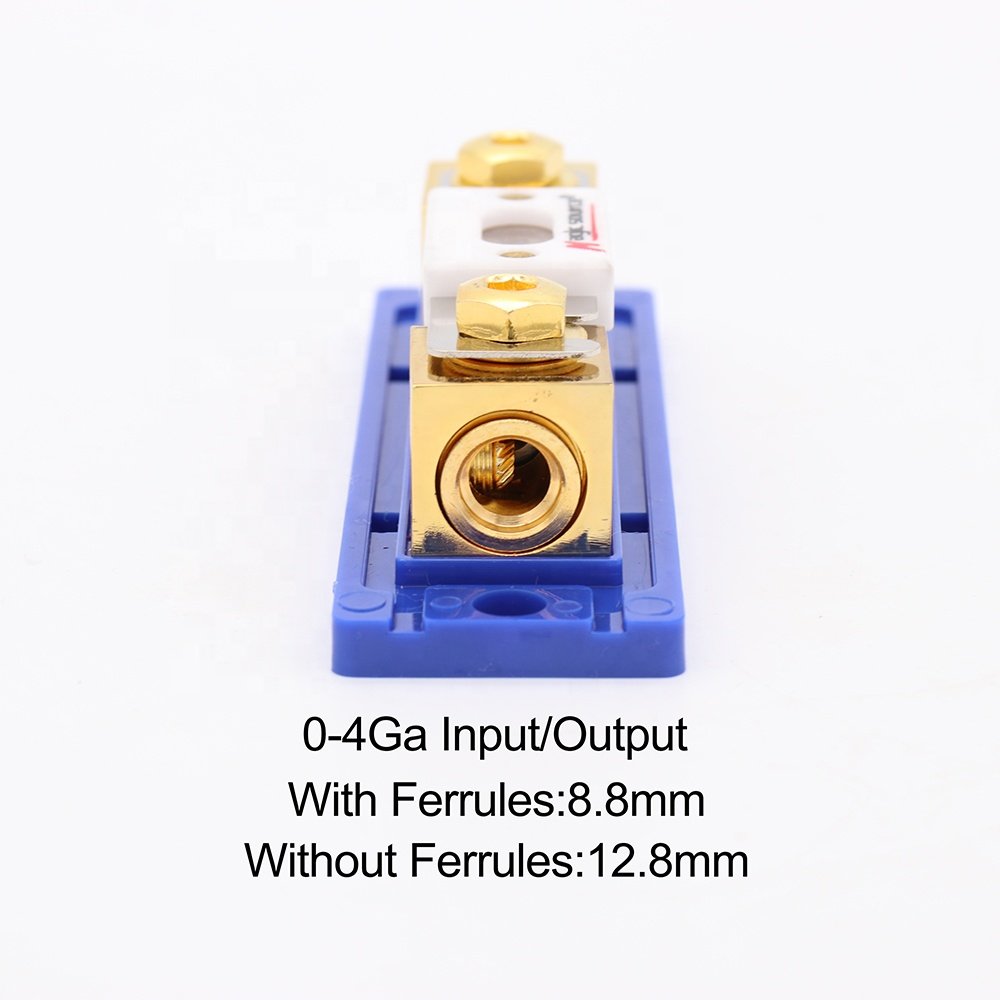 0/2/4 Gauge AWG Inline ANL Fuse Holder with 100 Amp Fuse Pure Copper Gold-plated Conductor For Car Audio