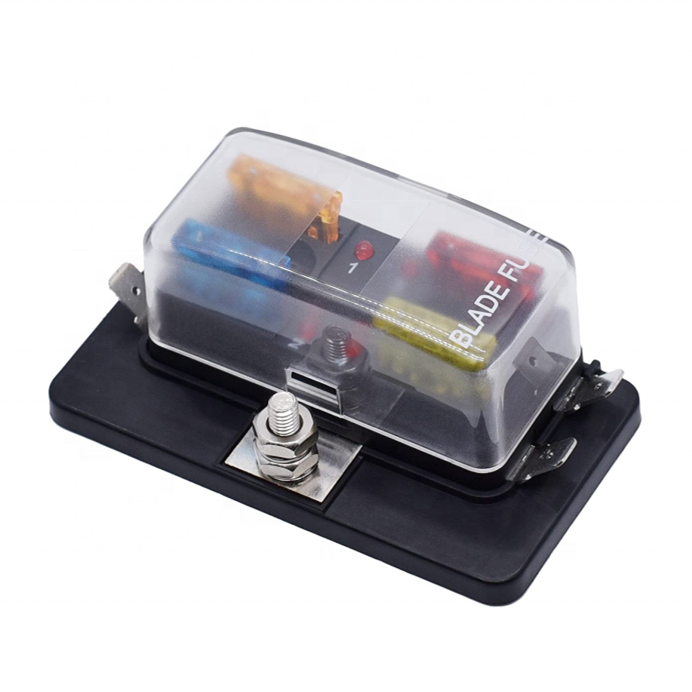 Auto DC 12-32V 4 Way Terminals Circuit Car Boat Auto Blade ATM Fuse Block LED Illuminated Warning ATC Fuse Base
