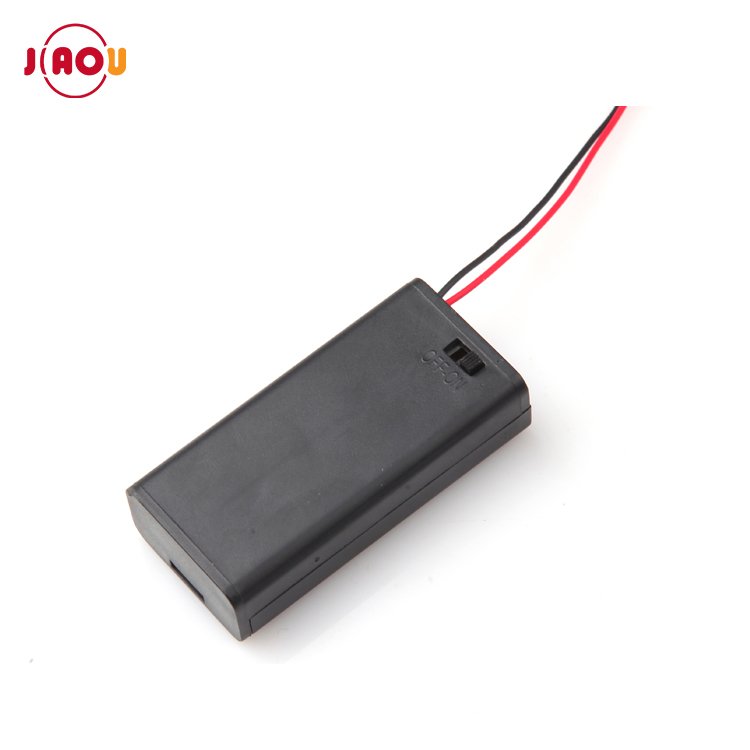 JIAOU 2 xAA 3V Plastic battery cell holder box case With Wires,on/off toggle switch and cover