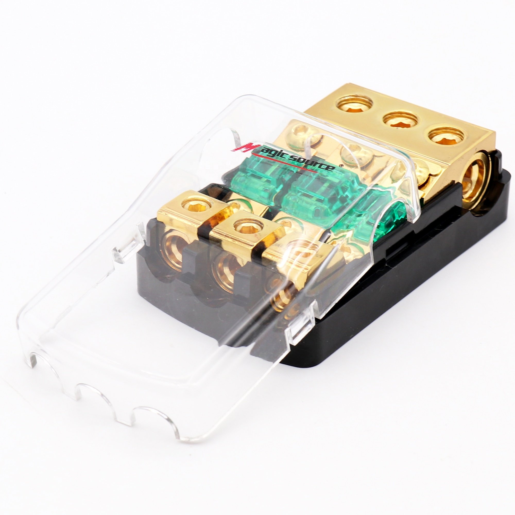 3 Way Mini ANL Fuse Holder, Copper 0/2/4 Gauge to 4/6/8 Gauge 60 Amp Fuse Distribution Block for Car Truck Boat Audio Stereo