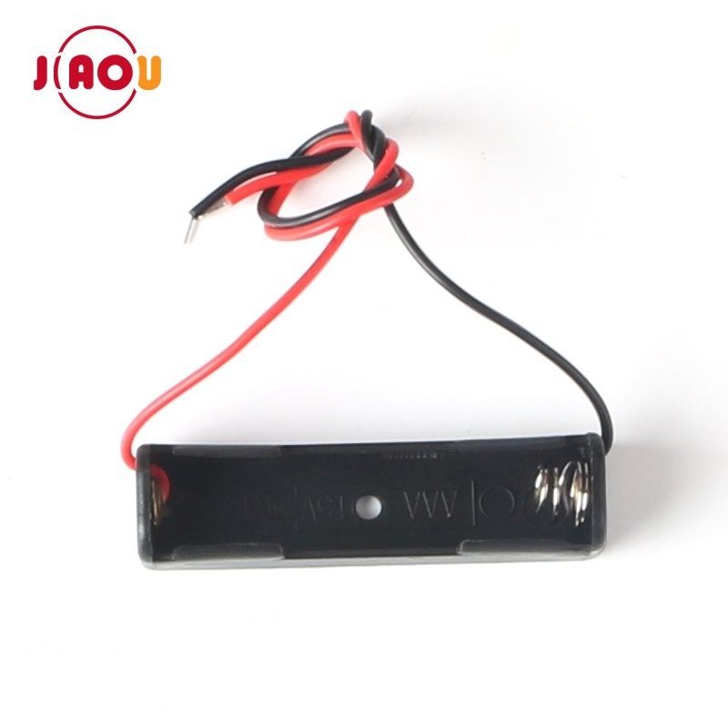 JIAOU Single/1X AAA 1.5V Battery Holder Case Box with wire leads