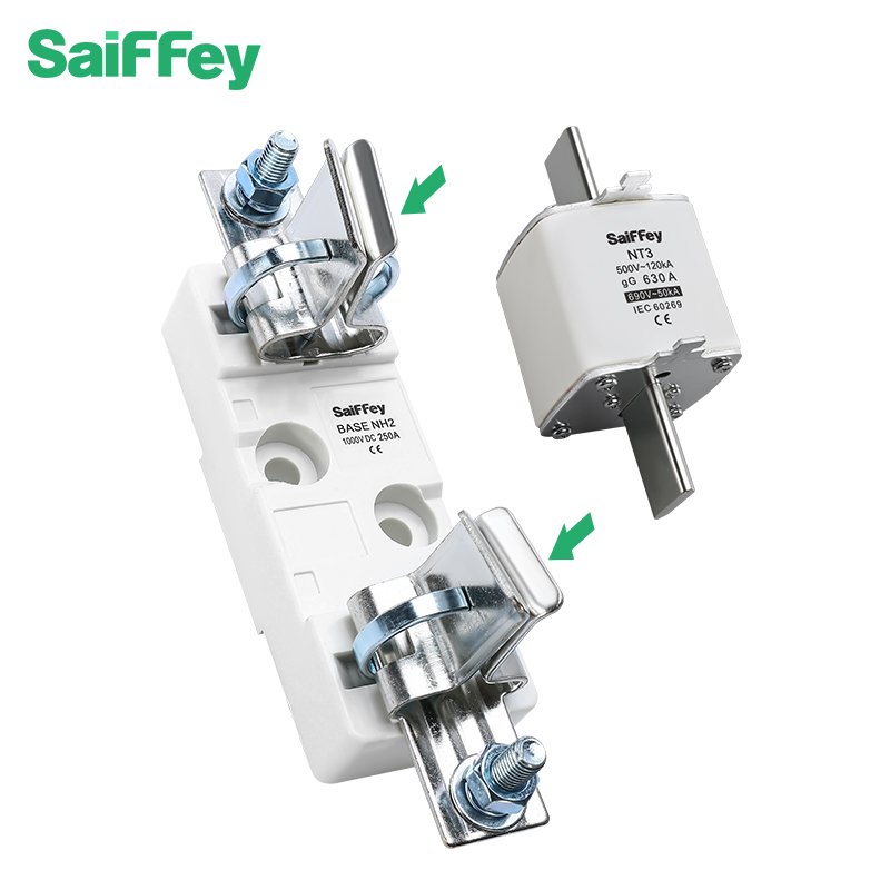 Saiffey NH2 NH Series Low Voltage Solar Fuse Holder DMC+ Brass Blade Fuse Base