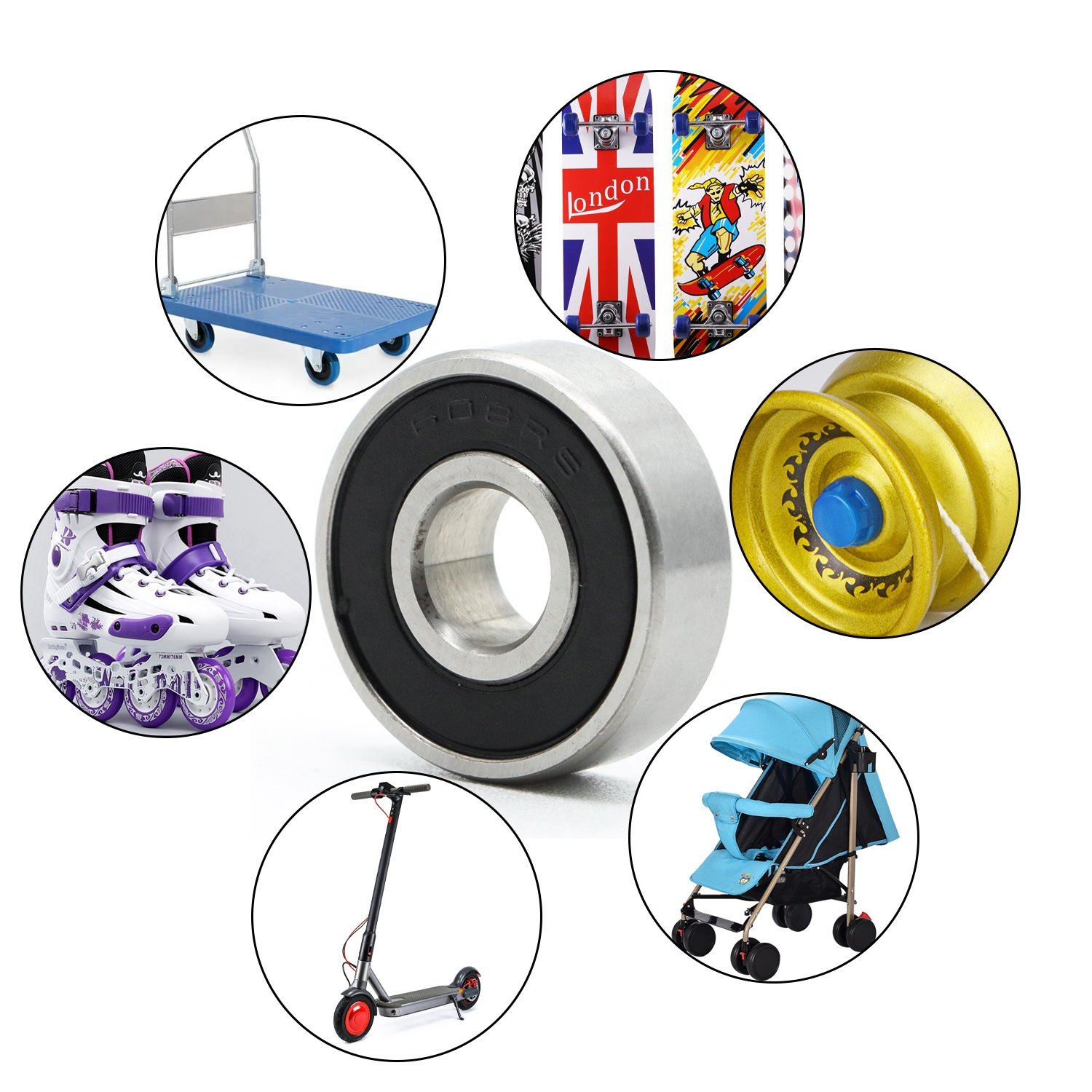 Supply 608 2Rs Skateboard Bearing 608 Deep Groove Ball Bearing