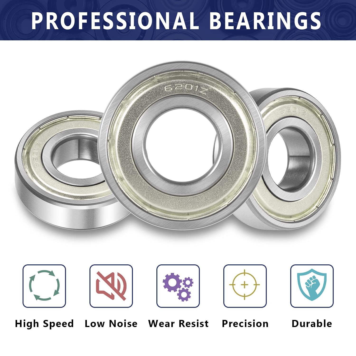 6304 Deep Groove Ball Bearings 20mm Bore 52mm OD 15mm Thick CN Open Type Chrome Steel