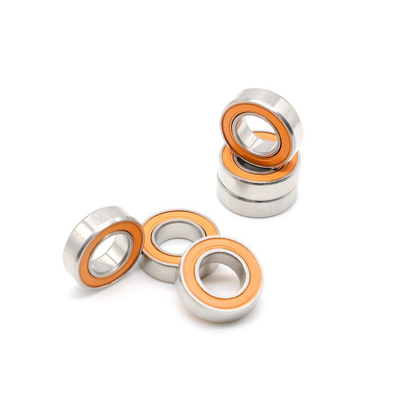 Stainless Steel Hybrid Micro Fishing Reel Bearings SMR74 2RS CB Ceramic Orange Seal Strong Deep Groove Ball Bearings