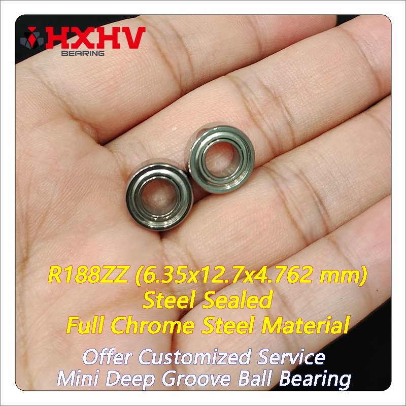 R188ZZ R188-ZZ R188Z R188-2Z R188 2Z ZZ Chrome Steel 6.35x12.7x4.762 mm HXHV Deep Groove Ball Bearing