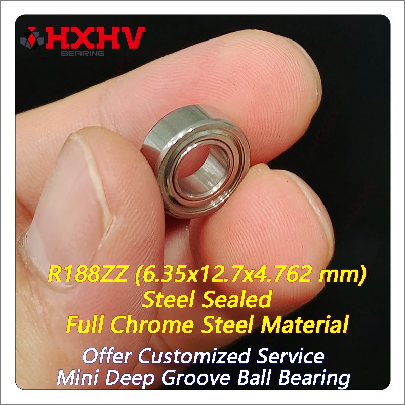 R188ZZ R188-ZZ R188Z R188-2Z R188 2Z ZZ Chrome Steel 6.35x12.7x4.762 mm HXHV Deep Groove Ball Bearing