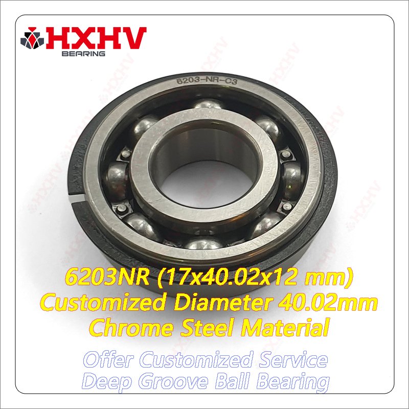6203 NR Customized 40.02mm Outer Diameter Chrome Steel 17x40.02x12 mm HXHV Deep Groove Ball Bearing