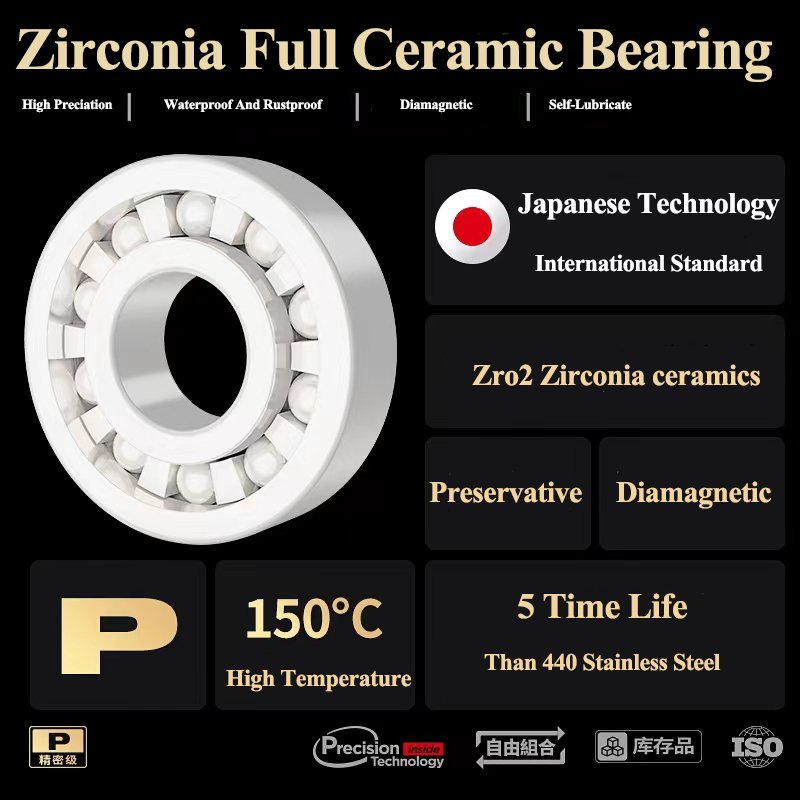 China Zirconia Ceramic Ball Bearing 6200CE 6201 6202 CE 6203 6204 6205 All-Ceramic Deep Groove Ball Bearings