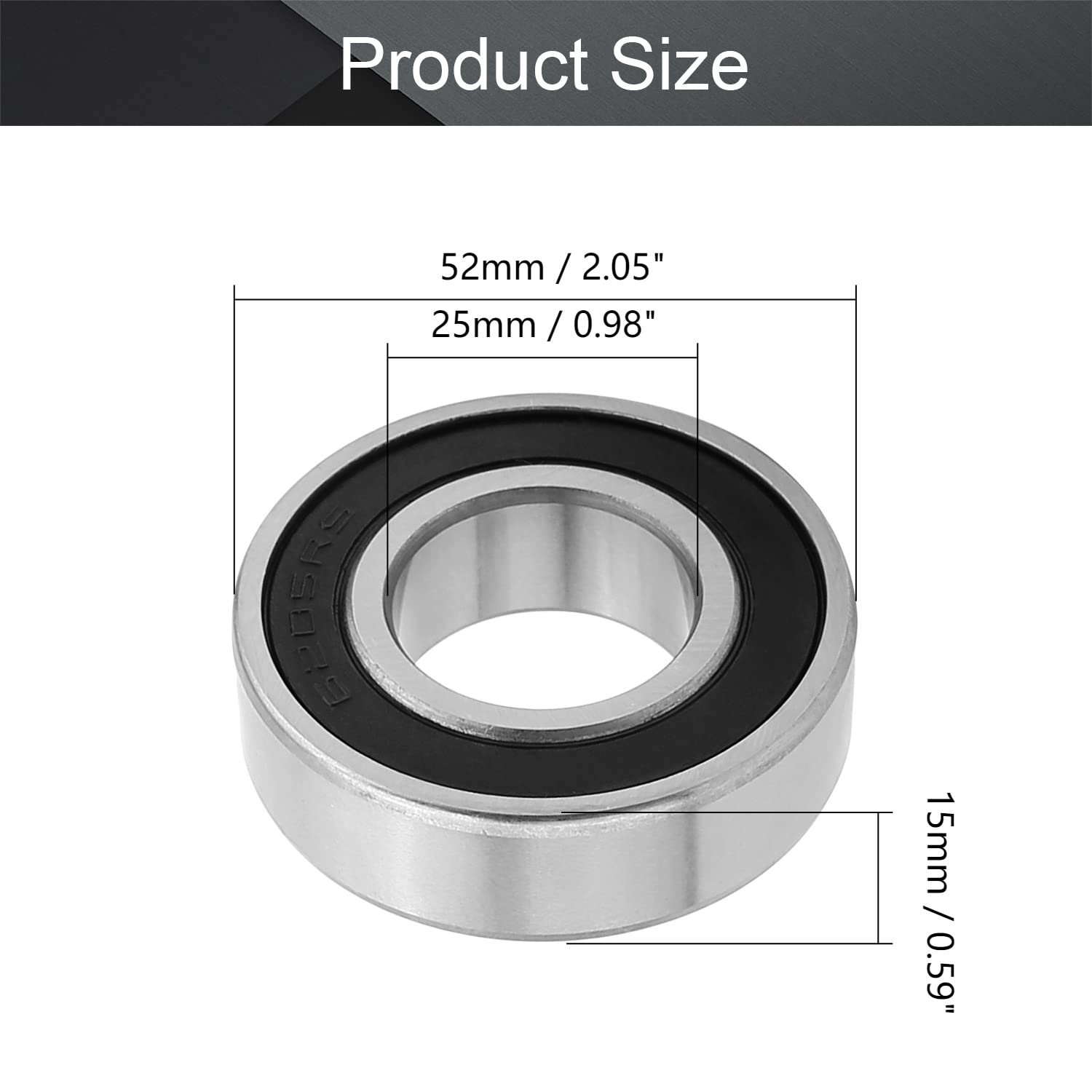 Deep Groove Ball Bearings 1Pcs 6205 2RS 25x52x15mm Ball Bearing Gcr15 Double Sealed for Scooters Dental Equipment Elevators Ship
