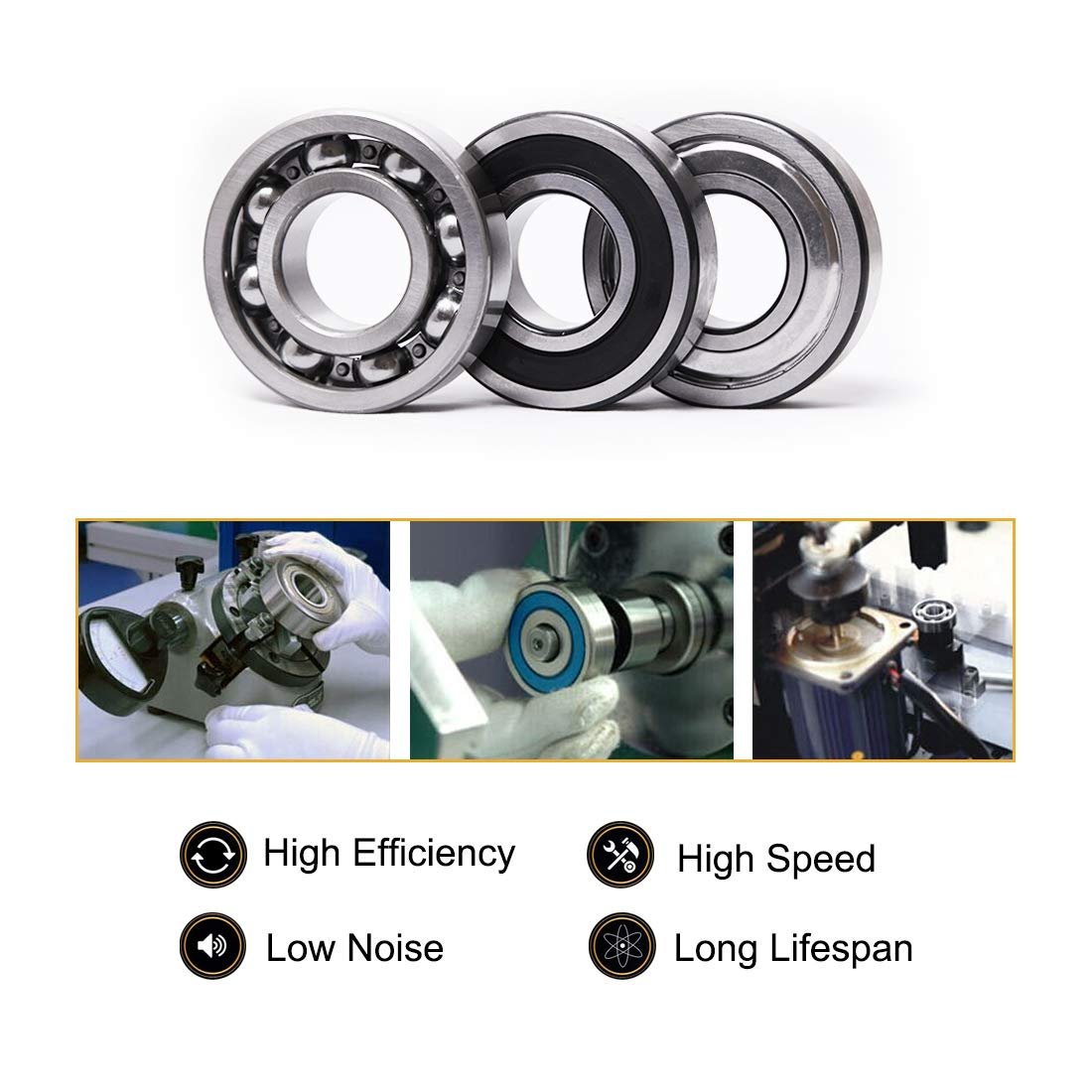 Deep Groove Ball Bearings 1Pcs 6205 2RS 25x52x15mm Ball Bearing Gcr15 Double Sealed for Scooters Dental Equipment Elevators Ship