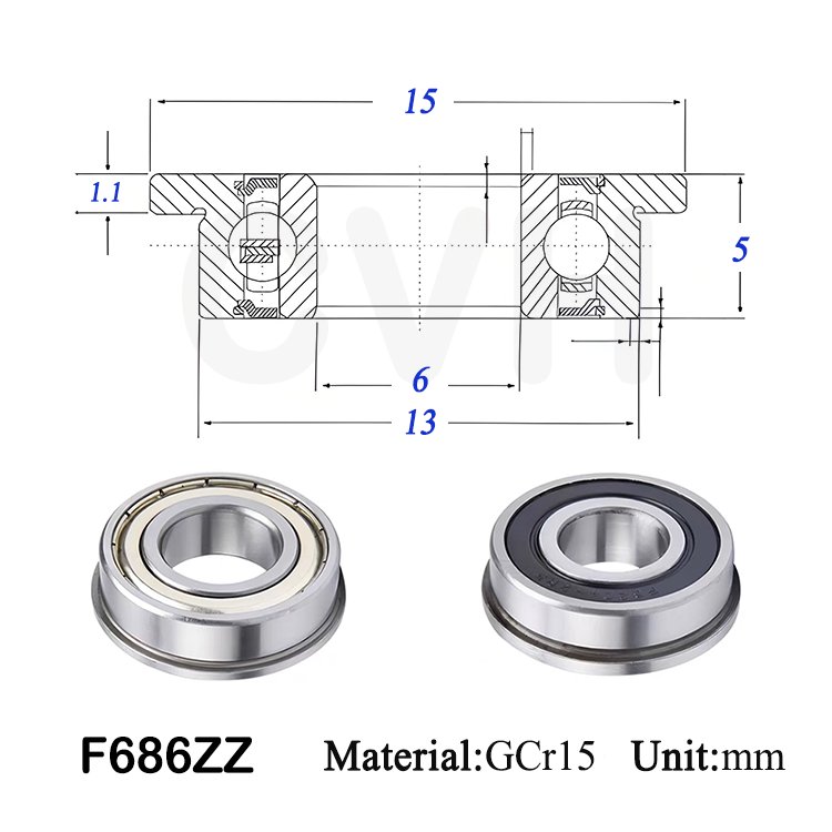 F684ZZ mini flanged bearing F684-2Z high quality deep groove ball bearings 4x9x4mm