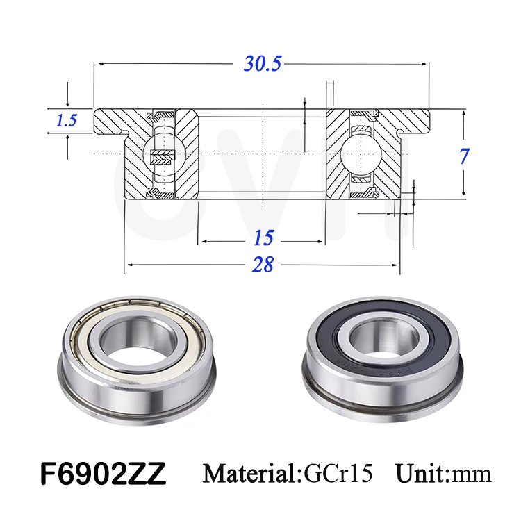 High Speed Flange bearing F6902 Deep groove ball bearing F6902 2RS F6902ZZ 15X28X7mm F6900 F6901 ZZ