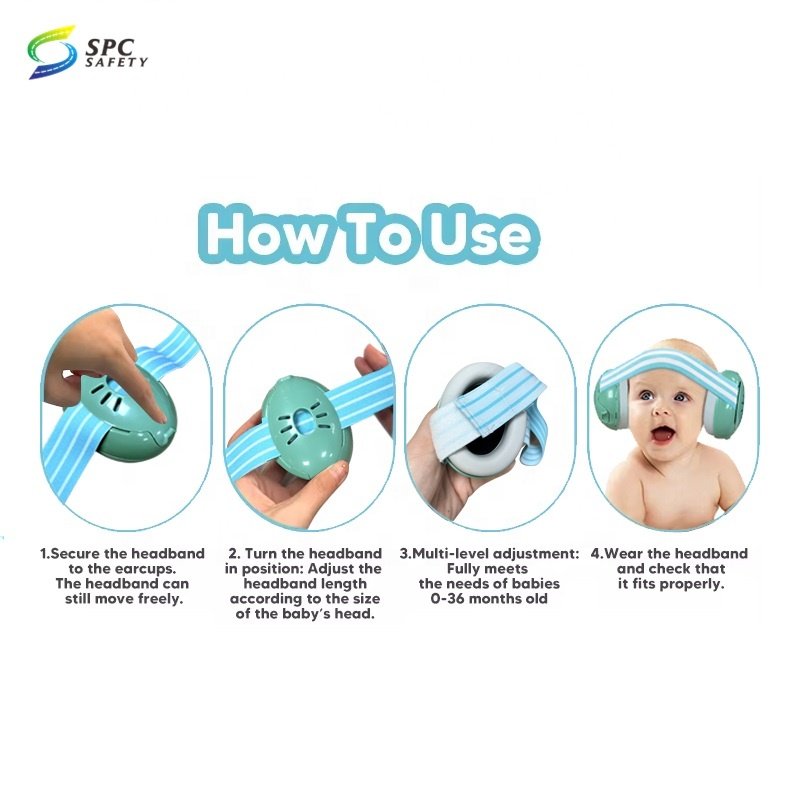 New design cute ear protection noise cancelling soundproof sleeping ear headband Infant baby ear muffs with carrying bags
