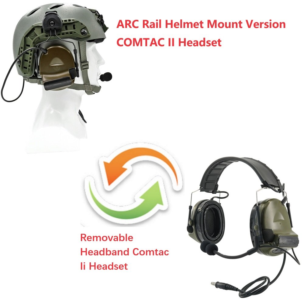 Ts Tac-Sky Comtac Ii Shooting Hearing Protection Tactical Headset & Helmet Arc Rail Adapter& U94 Ptttactical Accessories