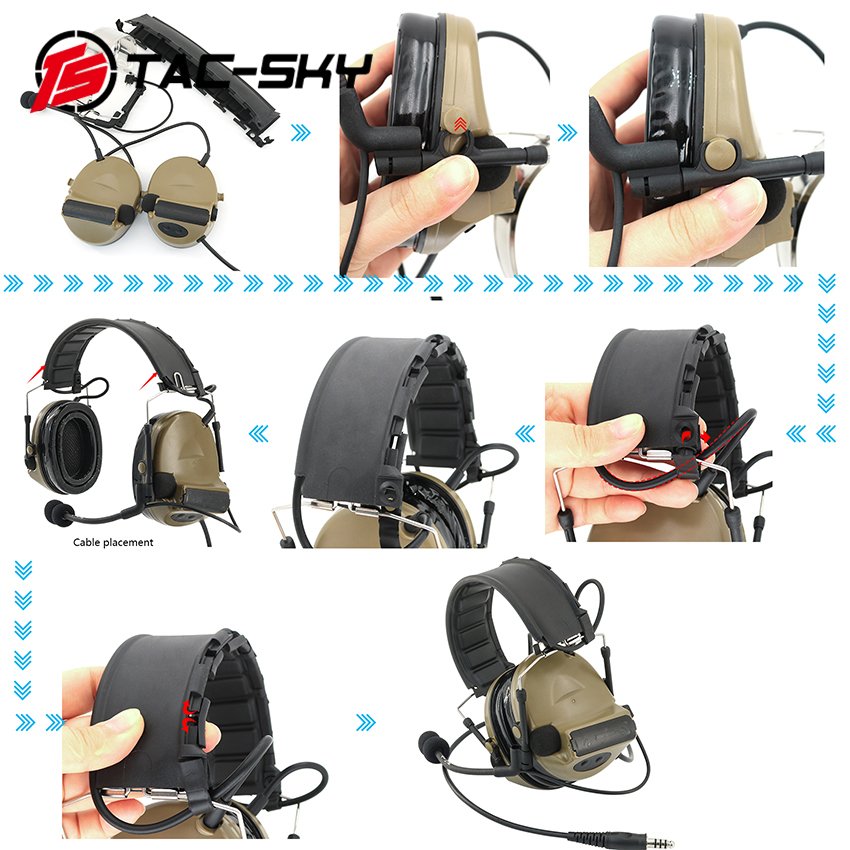 Ts Tac-Sky Comtac Ii Shooting Hearing Protection Tactical Headset & Helmet Arc Rail Adapter& U94 Ptttactical Accessories