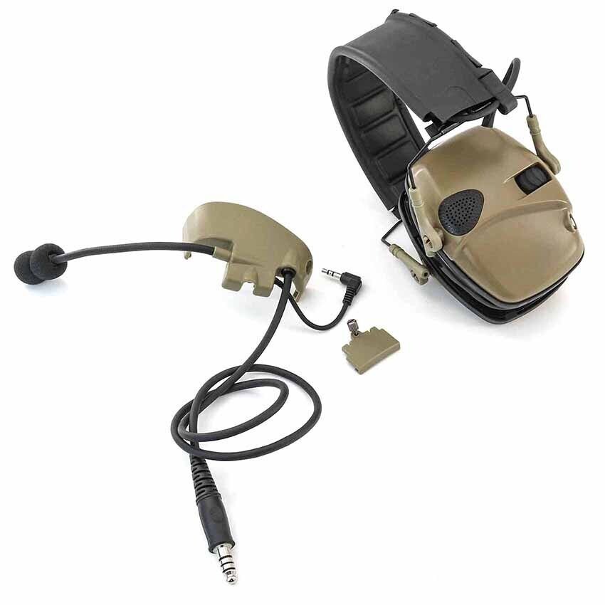 TS TAC-SKY Tactical Electronic Shooting Ear Muffs with Microphone Kit Compatible with Baofeng Walkie Talkies