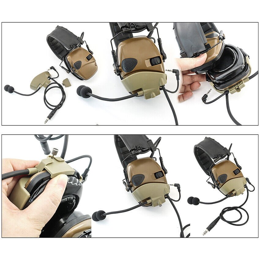 TS TAC-SKY Tactical Electronic Shooting Ear Muffs with Microphone Kit Compatible with Baofeng Walkie Talkies
