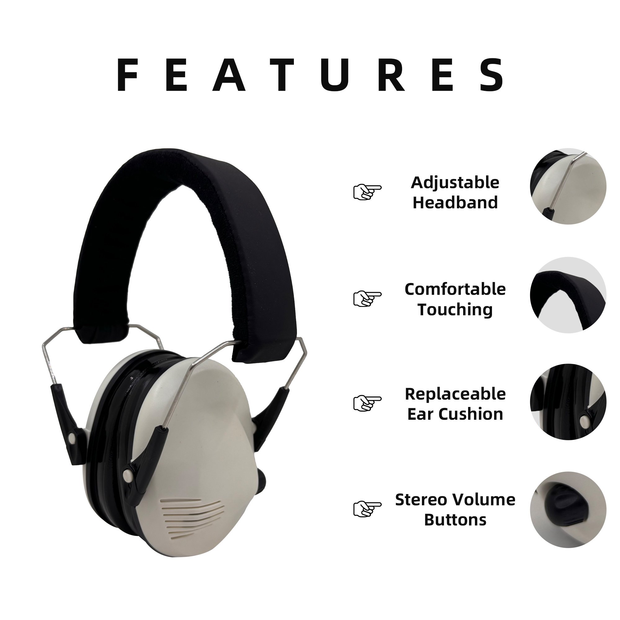 GS122P2AA-B Hot Sell Comfortable Hearing Protection Soundproof Ear Defenders Noise Reduction Electronic Earmuffs Safety Ear Muff