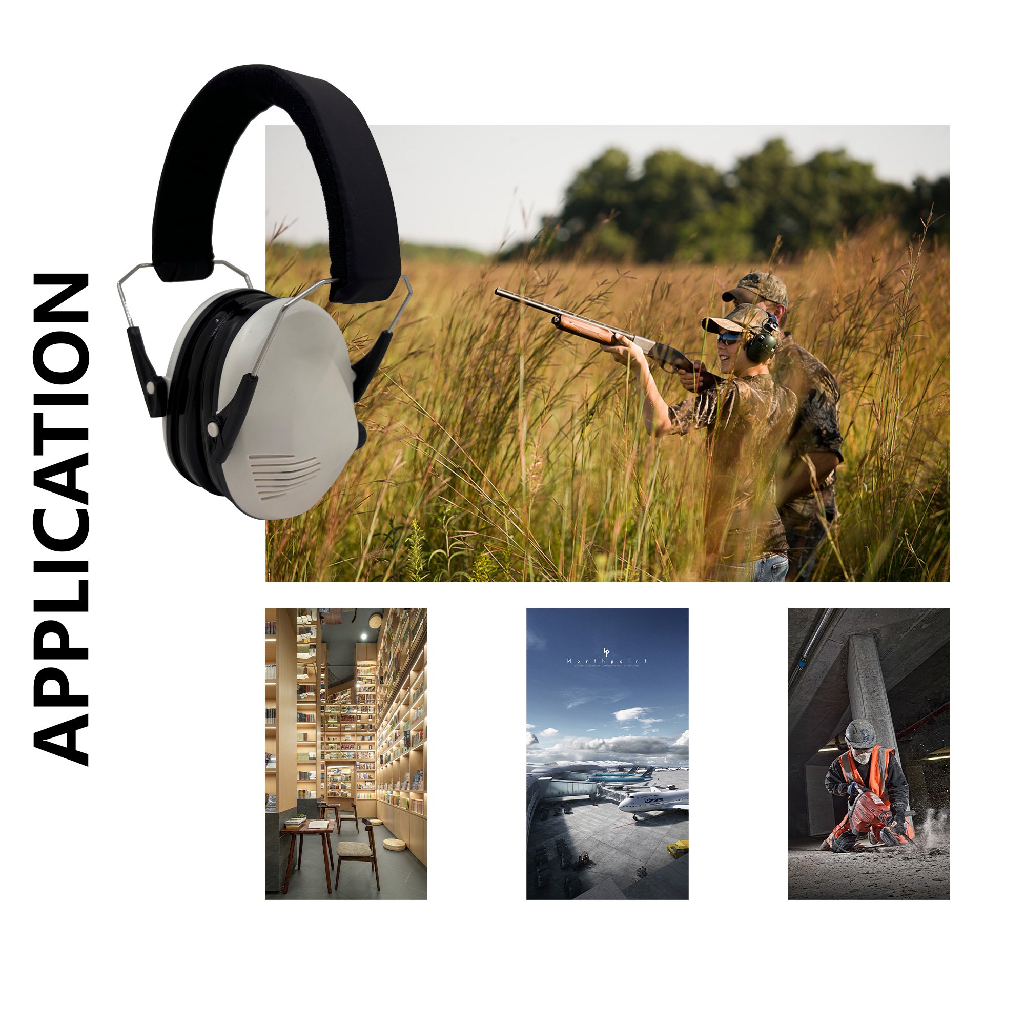 GS122P2AA-B Hot Sell Comfortable Hearing Protection Soundproof Ear Defenders Noise Reduction Electronic Earmuffs Safety Ear Muff