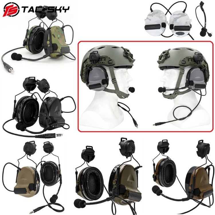 TS TAC-SKY COMTAC II Tactical Helmet ARC Rail Adapter Bracket C2 Headset for Tactical Airsoft Hunting Hearing Protection