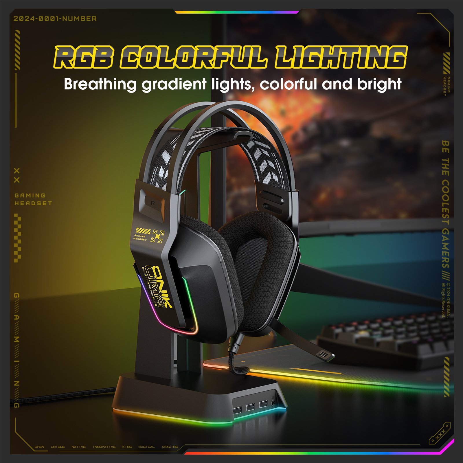 ONIKUMA X13 Computer Wired Gaming Headset Headphones RGB USB Gaming Headsets For PC Headset With Microphone
