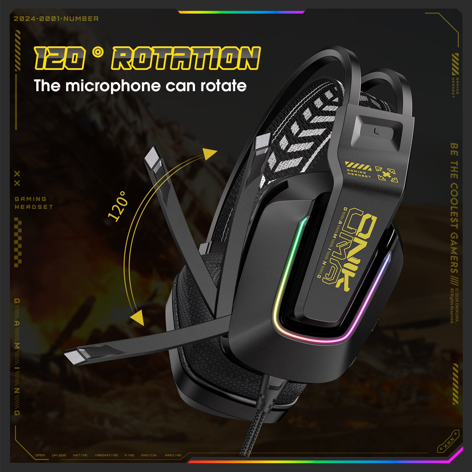 ONIKUMA X13 Computer Wired Gaming Headset Headphones RGB USB Gaming Headsets For PC Headset With Microphone