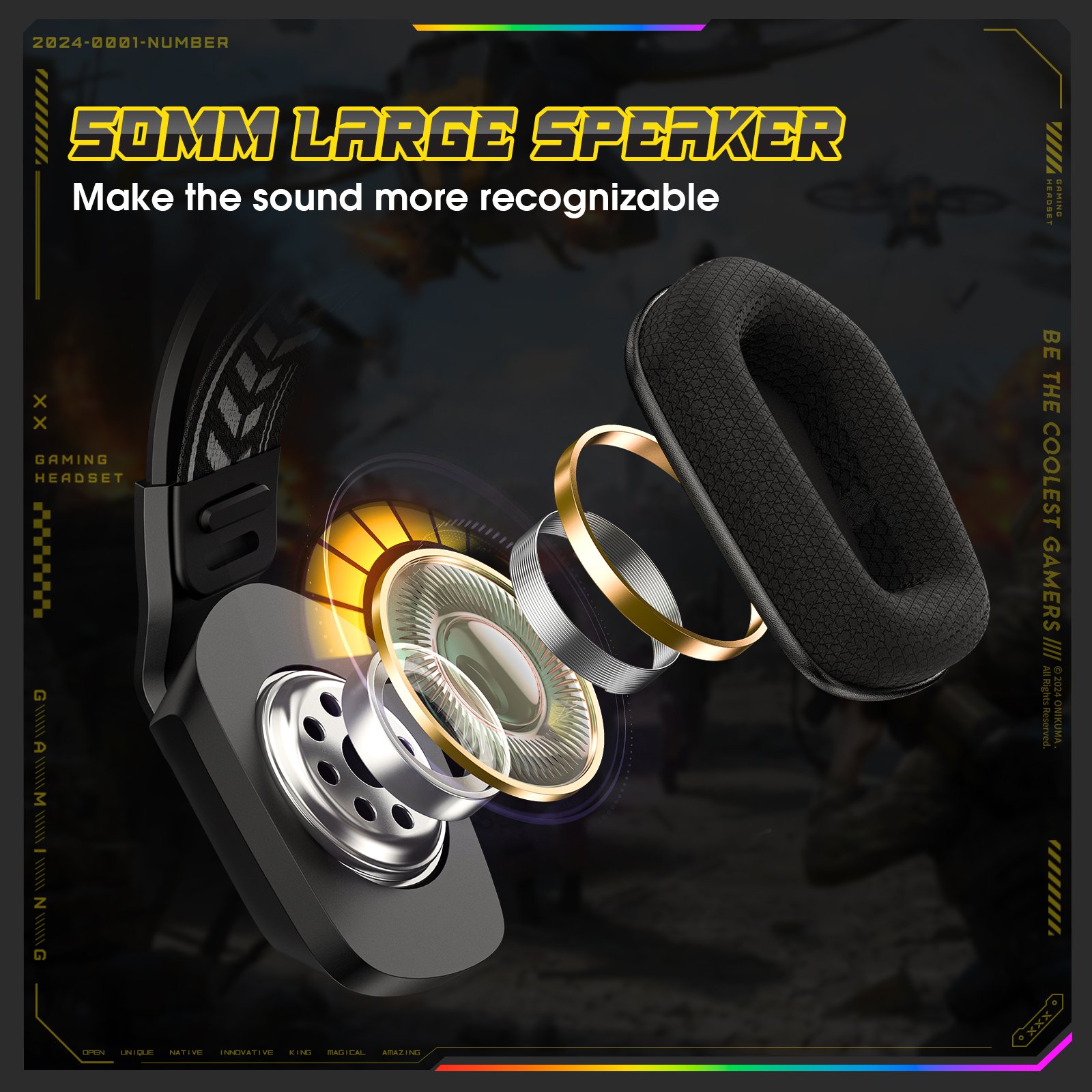 ONIKUMA X13 Computer Wired Gaming Headset Headphones RGB USB Gaming Headsets For PC Headset With Microphone