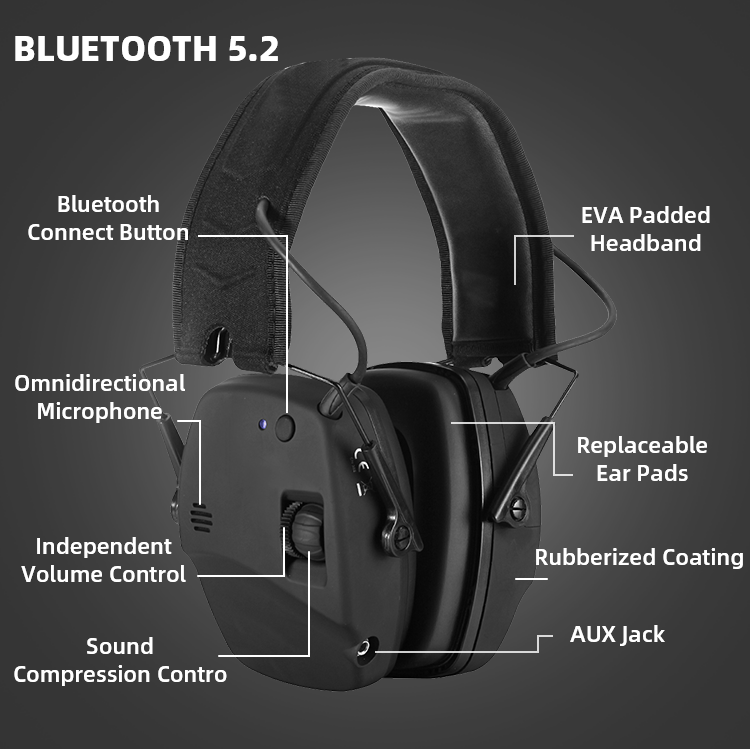 Hot Sell EM030 Built-in Mic Electronic Bluetooth Shooting Earmuffs Tactical Earmuff Hearing Protection